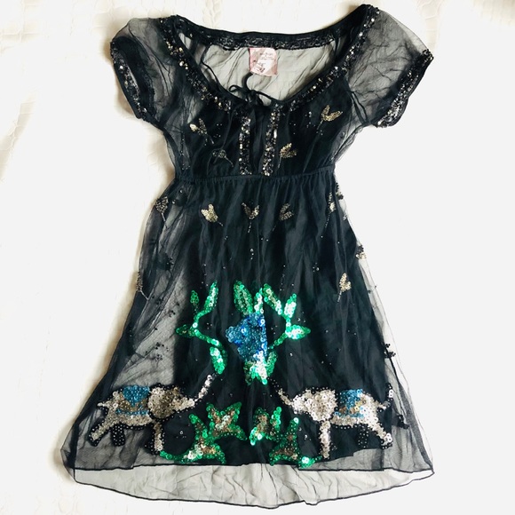 Free People Sequined Elephant Sheer Mini Dress - Picture 3 of 6